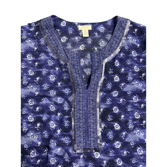 Chico's Purple Sheer Chiffon Split Neck 3/4 Sleeve Tunic XL Size 3 Sequins Boho - Picture 6 of 10